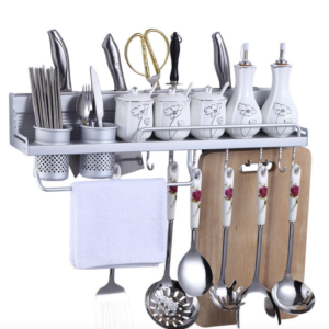 (KECIL) Rak Gantung Dinding Dapur Aluminium Multifungsi