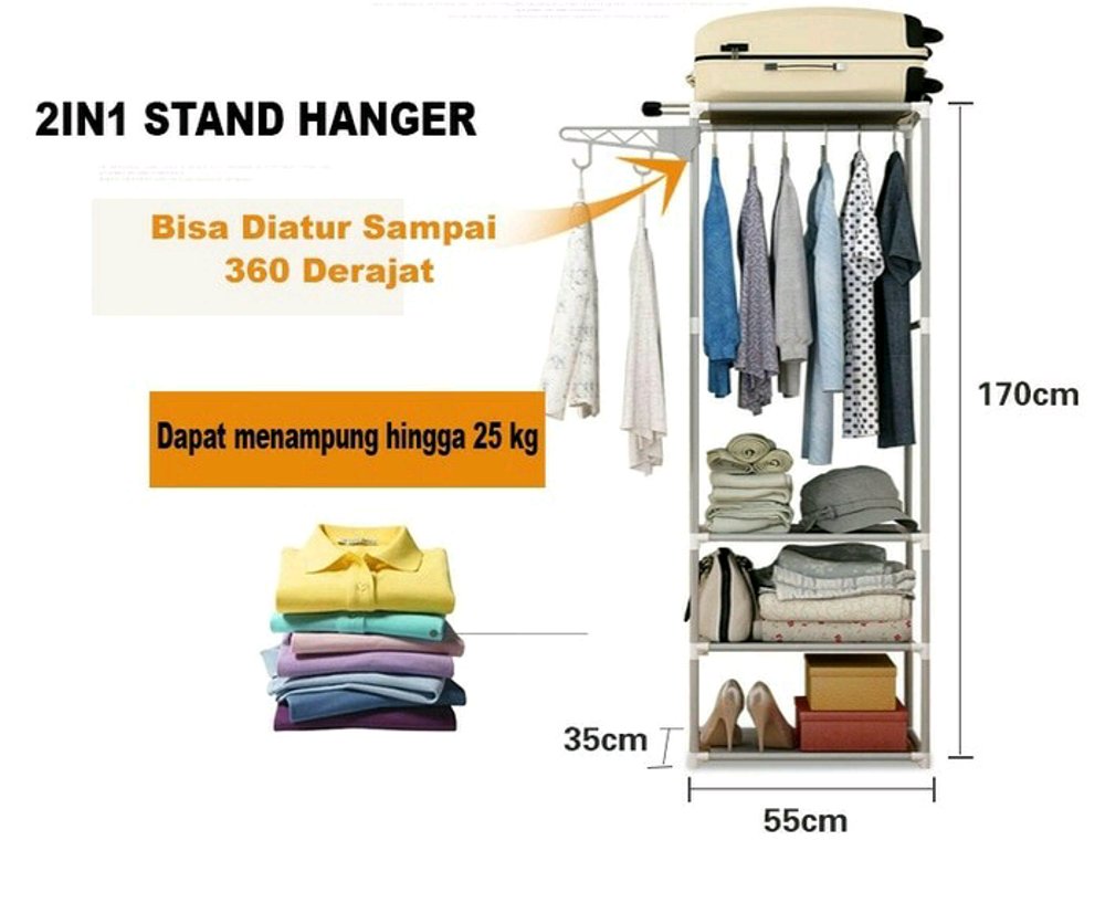  Rak  Pakaian Portable Hanger  Gantungan Baju  Serbaguna X18 