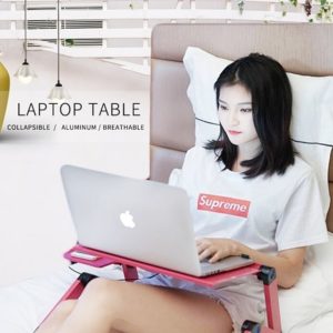 724 Meja Laptop Lipat Portable Aluminium Dilengkapi Cooler Fan dan Mousepad