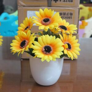 T07 Tanaman Hias Bunga Seruni Atau Bunga Matahari Plastik + Pot