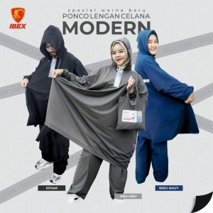 Jas Hujan IBEX Modern Ponco Lengan Setelan Celana